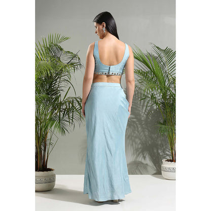 PRITI SAHNI DESIGNS Grey Blouse with Skirt and Cropped Jacket (Set of 3)