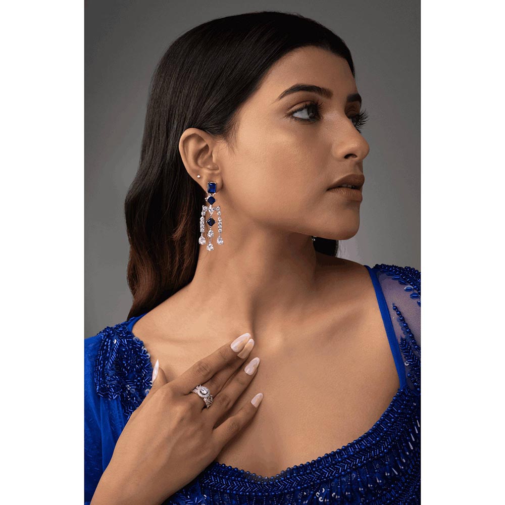 PRIHAN LUXURY Aura Sapphire Danglers Earrings