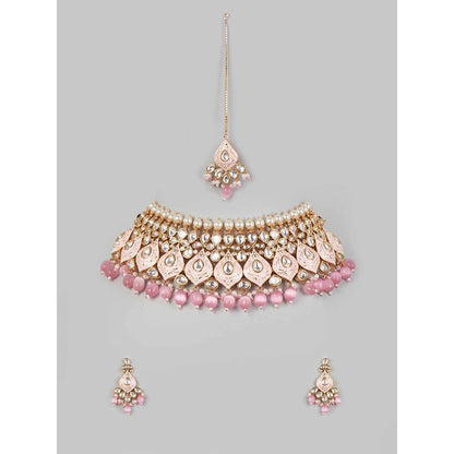 PRIHAN LUXURY Pink Meenakari Jewellery Set