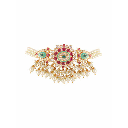 PRIHAN LUXURY Multi-Color Swaroop Pearl Choker Jewellery Set