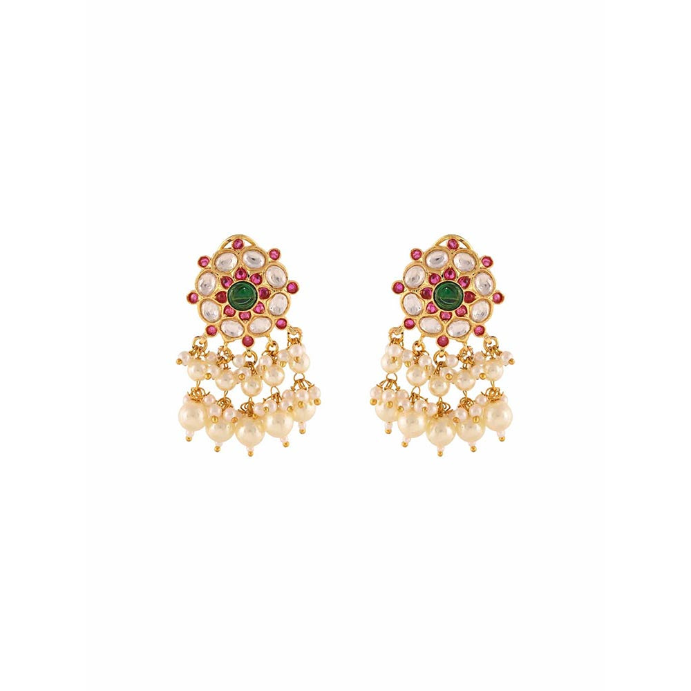 PRIHAN LUXURY Multi-Color Swaroop Pearl Choker Jewellery Set