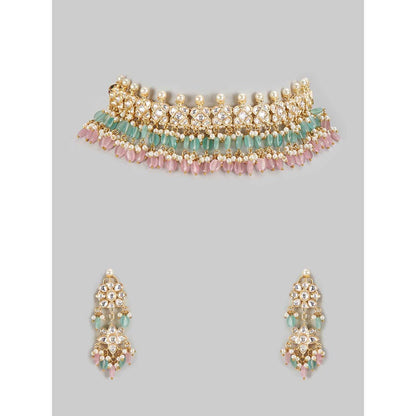 PRIHAN LUXURY Multi-Color Radiating Kundan Choker Jewellery Set