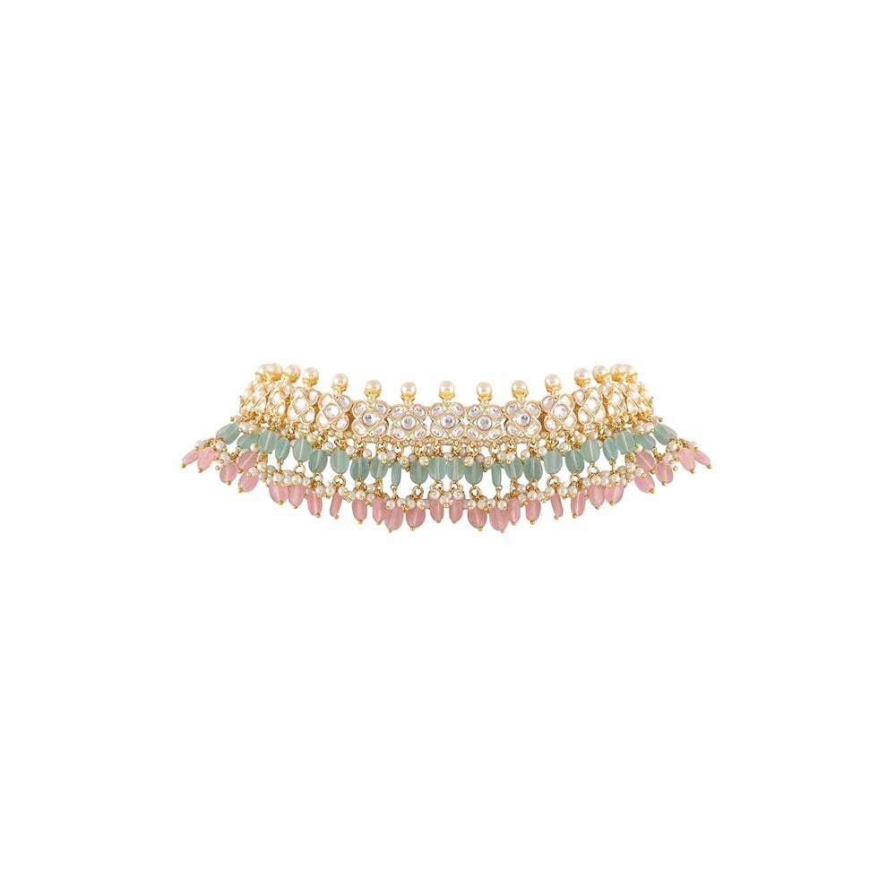 PRIHAN LUXURY Multi-Color Radiating Kundan Choker Jewellery Set