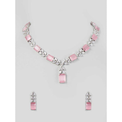 PRIHAN LUXURY Pink & White Quartz Jewellery Set