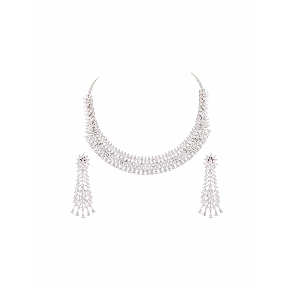 PRIHAN LUXURY White Diamond Delight Jewellery Set