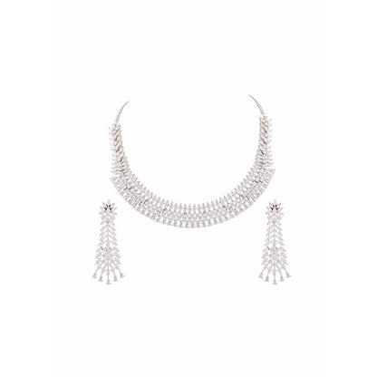 PRIHAN LUXURY White Diamond Delight Jewellery Set