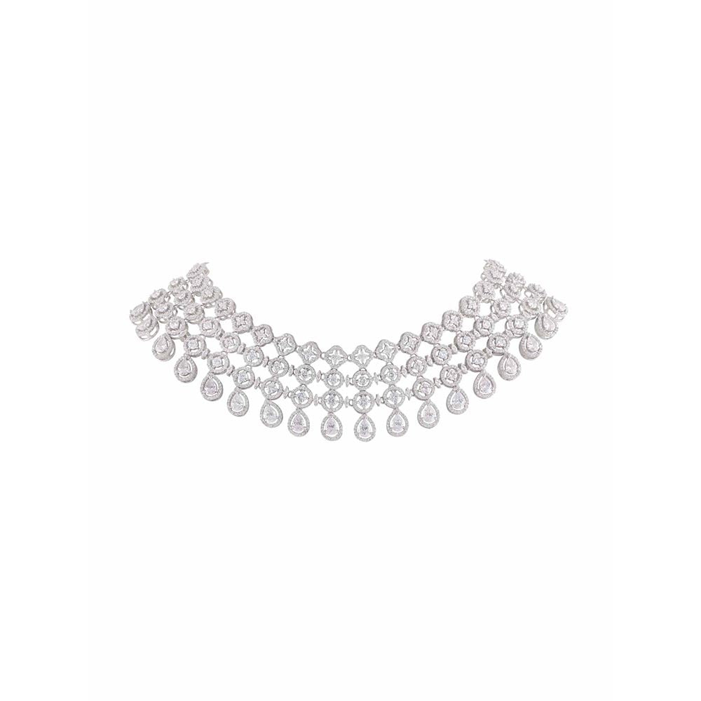 PRIHAN LUXURY White Splendid Charm Diamond Jewellery Set