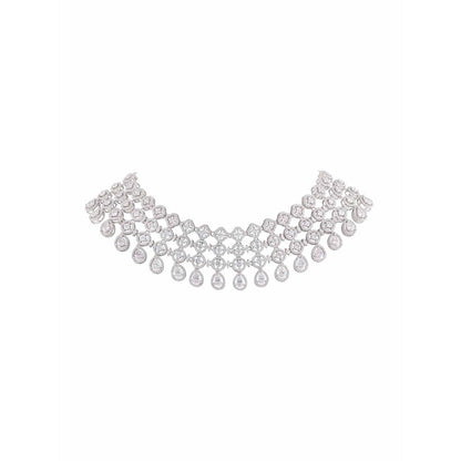 PRIHAN LUXURY White Splendid Charm Diamond Jewellery Set