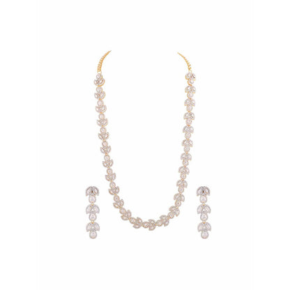 PRIHAN LUXURY White Leafy Affair Jewellery Set