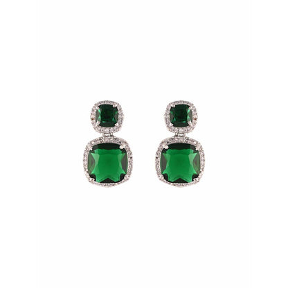 PRIHAN LUXURY Green & White Emeralds String Jewellery Set