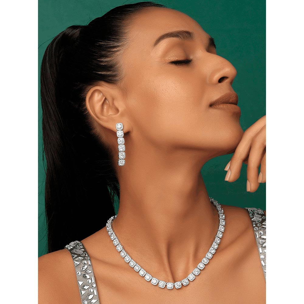 PRIHAN LUXURY White Classic Brilliance Jewellery Set