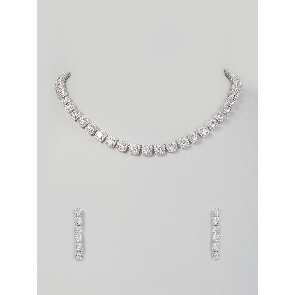PRIHAN LUXURY White Classic Brilliance Jewellery Set
