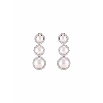 PRIHAN LUXURY White Pearly Diamond Jewellery Set