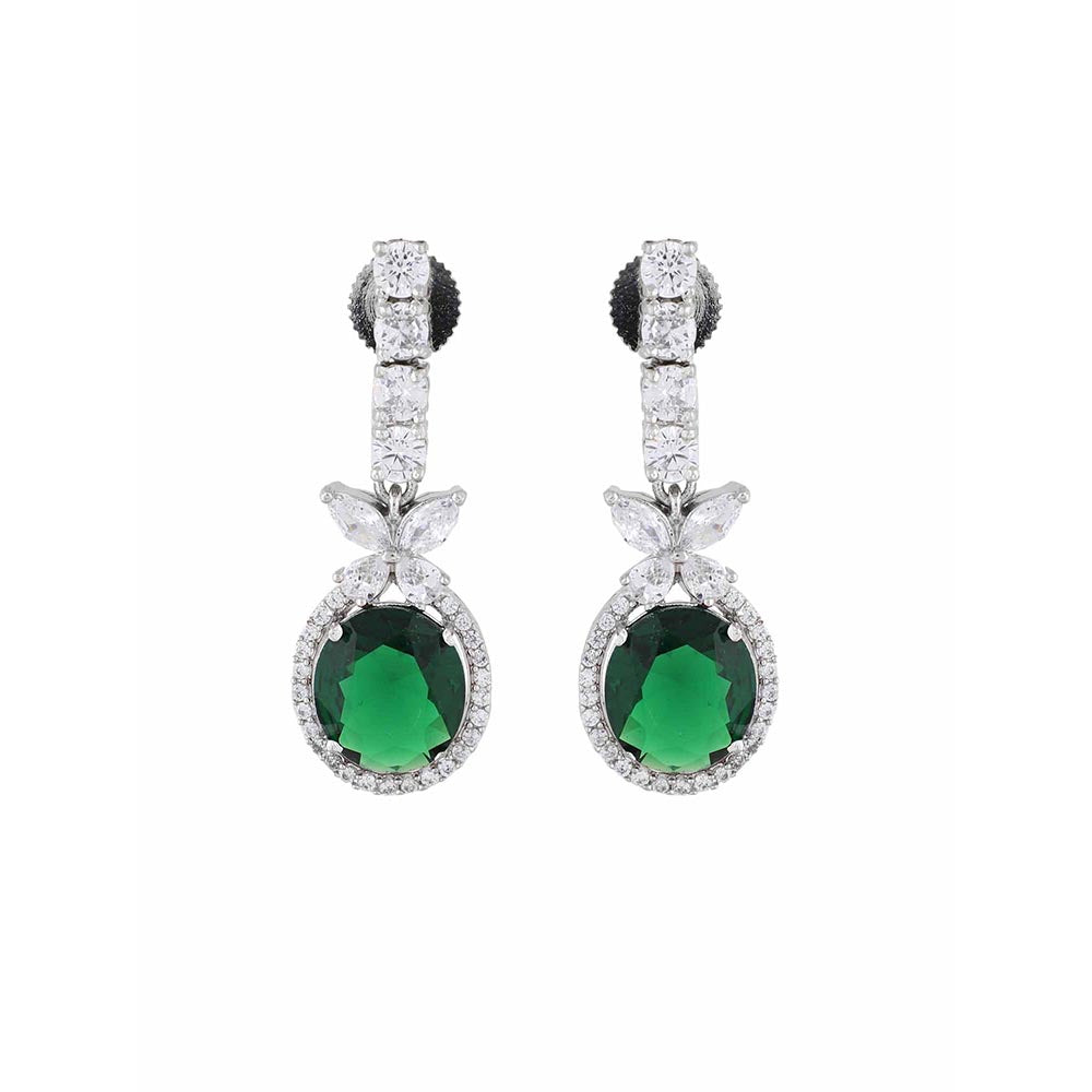 PRIHAN LUXURY White & Green Emerald Enchantment Jewellery Set