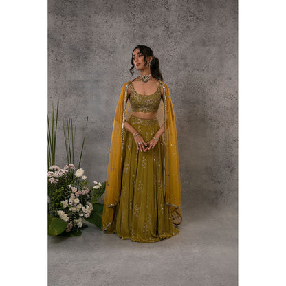 Pritika Vora Green Embroidered Zardozi Lehenga with Blouse & Dupatta (Set of 3)
