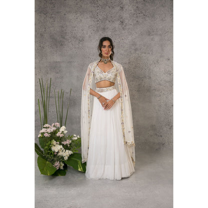 Pritika Vora White Multi-Coloured Lehenga with Blouse & Dupatta (Set of 3)