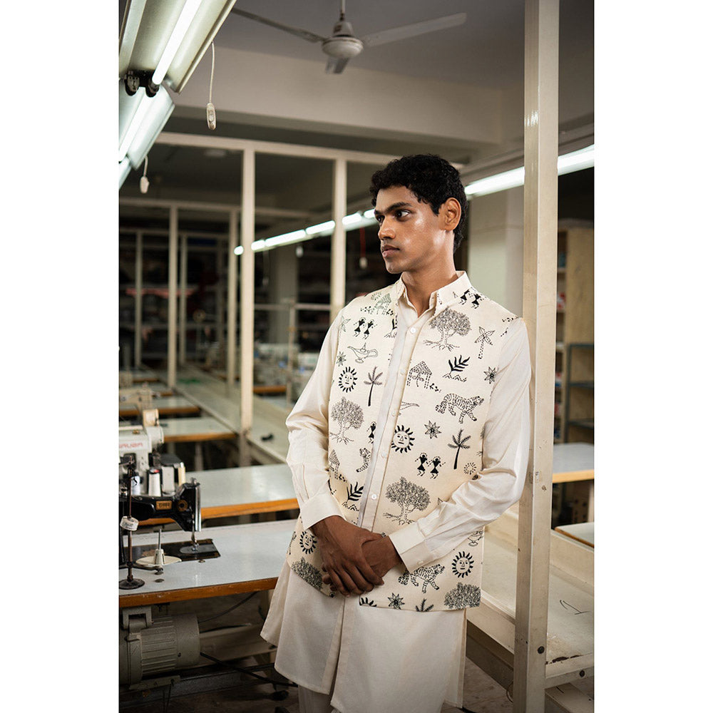 Project Bandi Beige Vaana Open Nehru Jacket