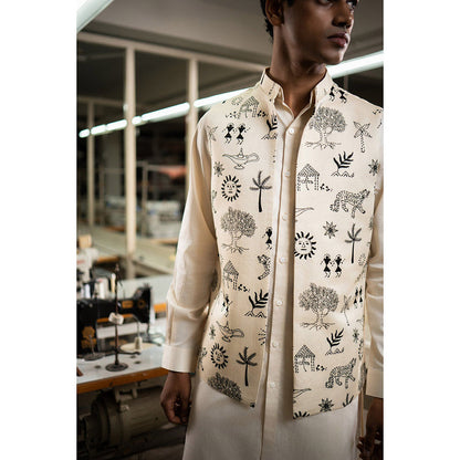 Project Bandi Beige Vaana Open Nehru Jacket