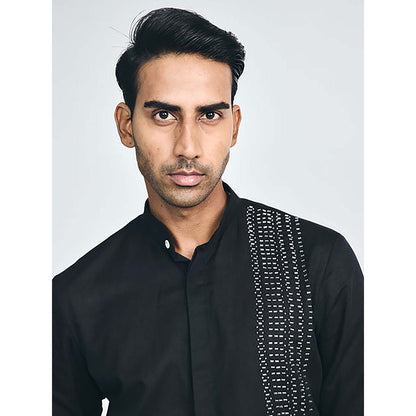 Project Bandi Blacklist Black Slim Short Kurta