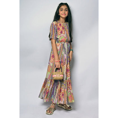 PS Kids by Payal Singhal African Printed Georgette Choli with Flared Skirt (Set of 2)