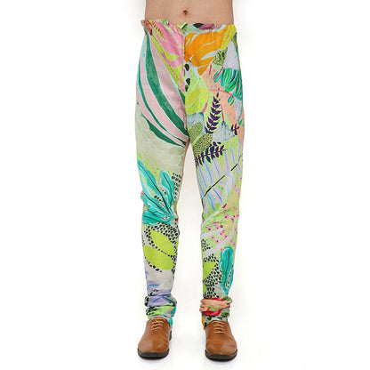 PS Men by Payal Singhal Print Dupion Silk Bandi with Silkmul Kurta and Churidar (Set of 3)
