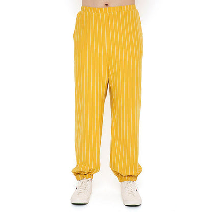 PS Men by Payal Singhal Mustard Stripe Lycra Bomber Kurta with Jogger Pant (Set of 2)