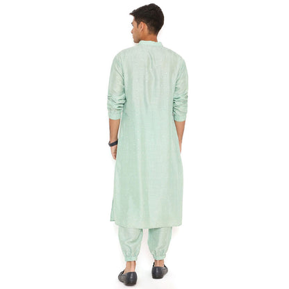 PS Men by Payal Singhal Powder Blue Abla Silk Kurta With Salwar Pant (Set of 2)