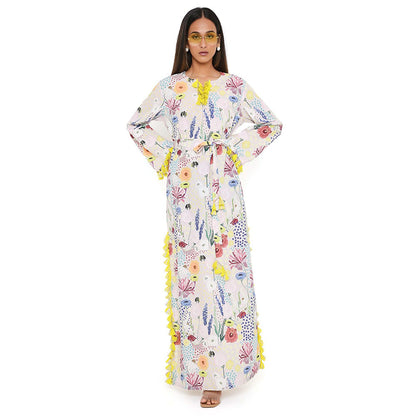 PS Pret by Payal Singhal Stone Bee Print Art Crepe Long Beyza Kaftan (Set of 2)