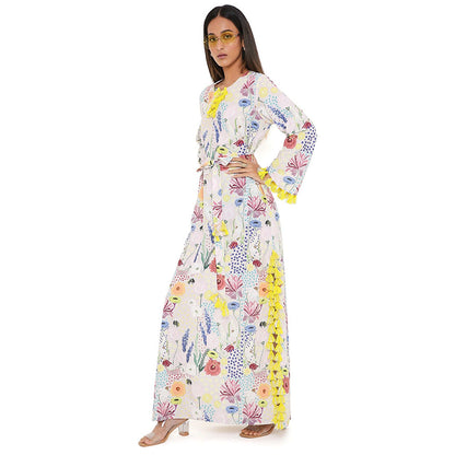 PS Pret by Payal Singhal Stone Bee Print Art Crepe Long Beyza Kaftan (Set of 2)