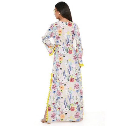 PS Pret by Payal Singhal Stone Bee Print Art Crepe Long Beyza Kaftan (Set of 2)