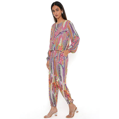 PS Pret by Payal Singhal Multi-Color African Print Wrinkle Top and Jogger Pants (Set of 2)