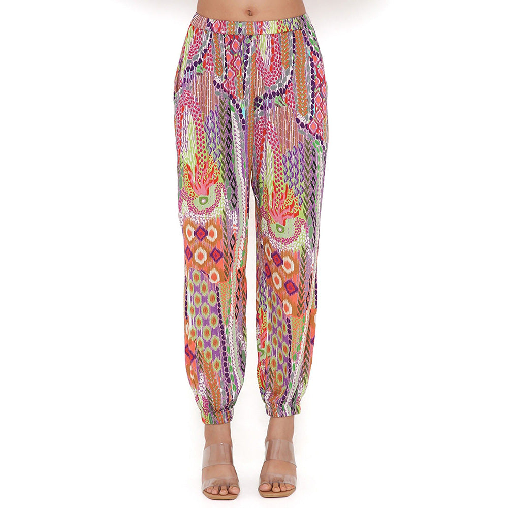 PS Pret by Payal Singhal Multi-Color African Print Wrinkle Top and Jogger Pants (Set of 2)