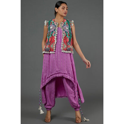 PS Pret by Payal Singhal Lavender Kurta With Jogger Pant And Embroidered Jacket (Set of 3)
