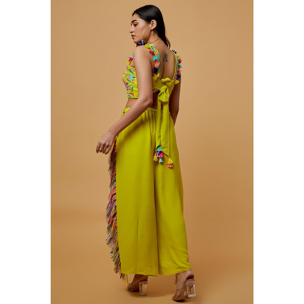PS Pret by Payal Singhal Green Embroidered Bustier With Culotte Palazzo (Set of 2)