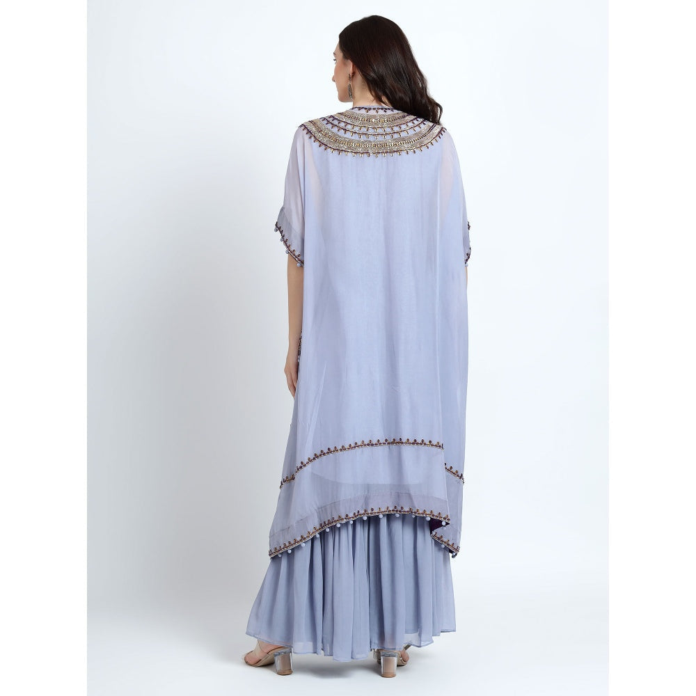 QAIYNAT Lavender Sharara with Kaftan and Inner (Set of 3)