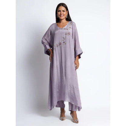 QAIYNAT Purple Chiffon Kurta with Pant (Set of 2)