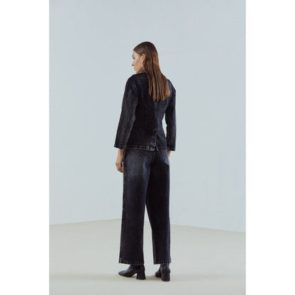 Qua Denim Single-Breasted Blazer
