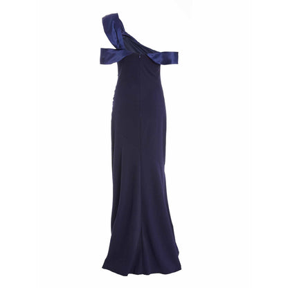 Quiz Clothing Navy Blue Scuba Crepe Maxi Satin Maxi Dress