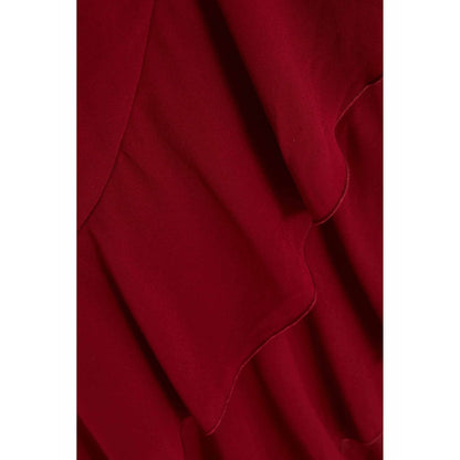 Quiz Clothing Maroon One Shoulder Chiffon Ruffle Maxi Dress