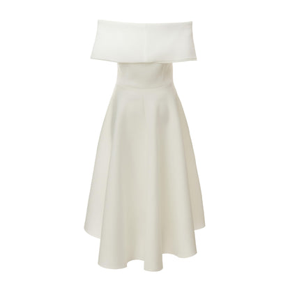 Quiz Clothing White Off- Shoulder Fit And Flared Midi Dress