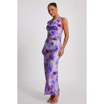 Quiz Clothing Lavender Satin Sleeveless Cowl Neck Bodycon Maxi Dress