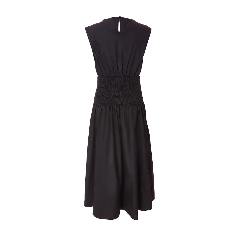 Quiz Clothing Black Round Neck Sleeveless Waisted Midi Dress