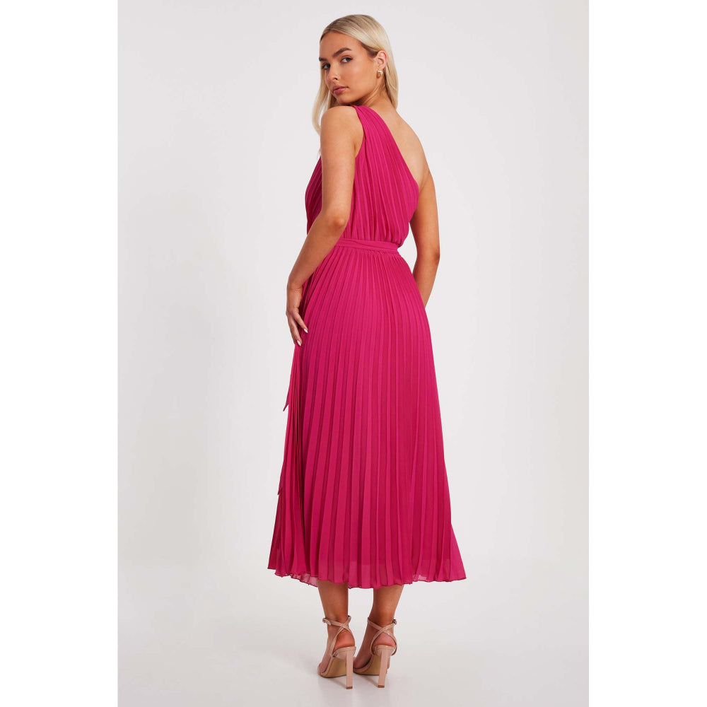 Quiz Clothing Magenta Women A-Line Dress With Belt