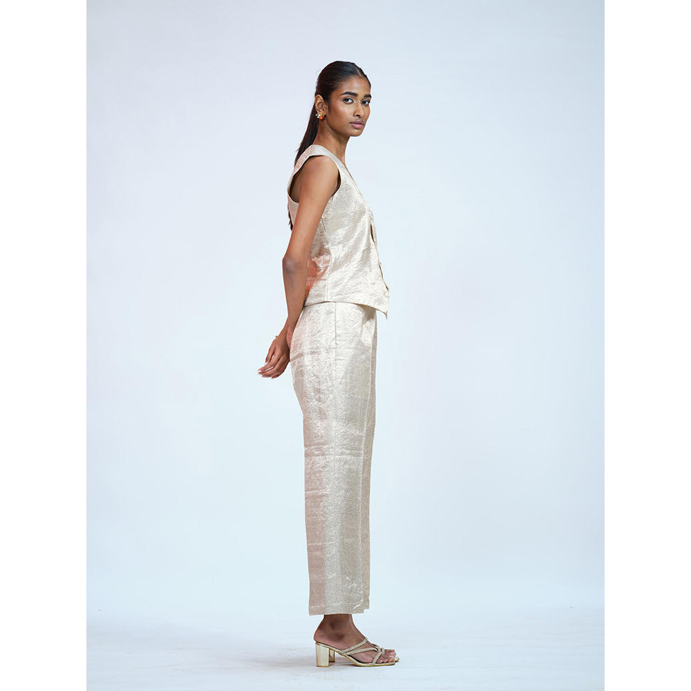 RAAG SUTRA Silver Brocade Co-Ord (Set of 2)