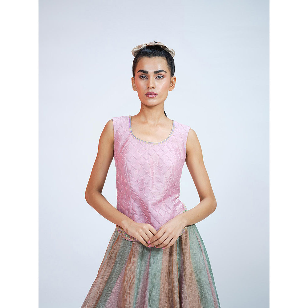 RAAG SUTRA Tissue Crop Top with Lehenga (Set of 2)