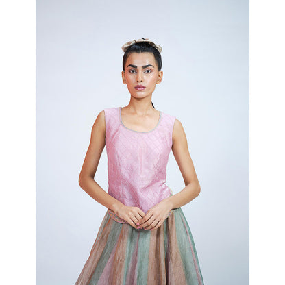 RAAG SUTRA Tissue Crop Top with Lehenga (Set of 2)