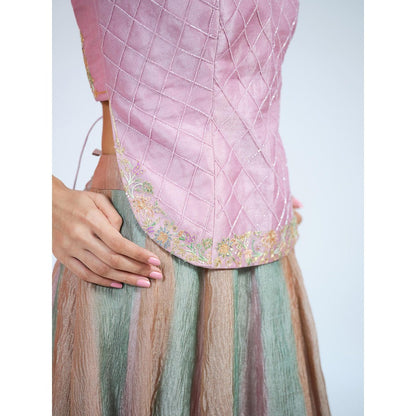 RAAG SUTRA Tissue Crop Top with Lehenga (Set of 2)