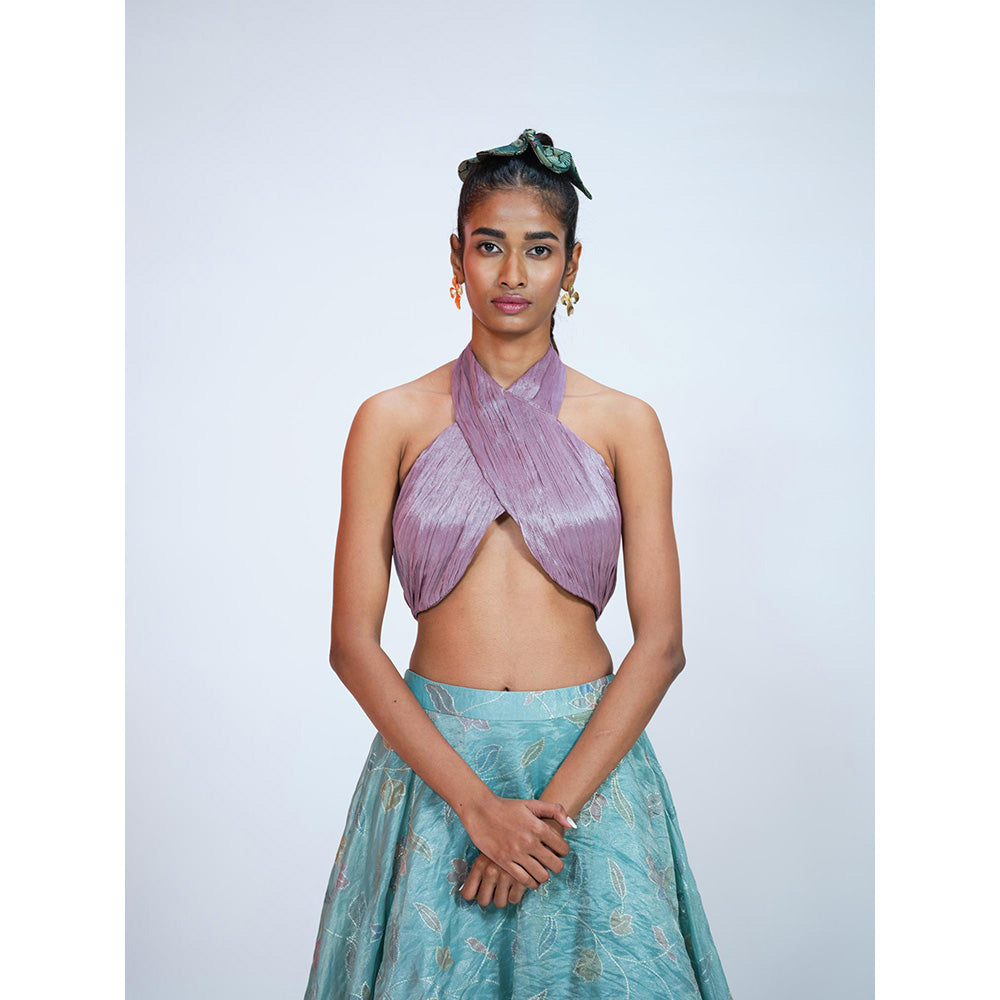 RAAG SUTRA Silk Bottle Multi-Color Crop Top with Lehenga (Set of 2)