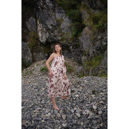 Raas Life Maya Beige Floral Midi Dress