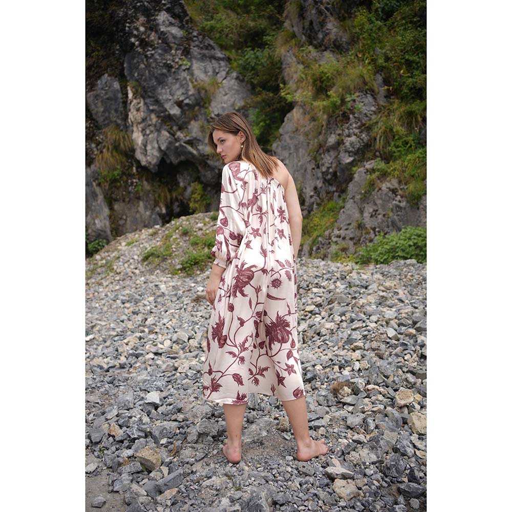 Raas Life Maya Beige Floral Midi Dress